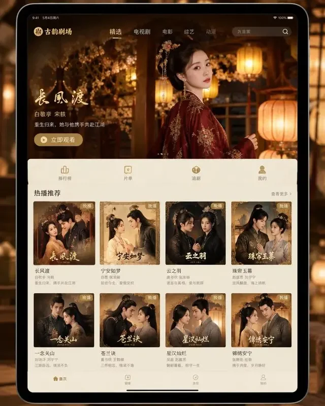 黄豆短剧APP界面预览，含国风短剧推荐与剧集卡片